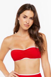 HIGH RISK RED Contrast-Trim Bandeau Bikini Top, image 1