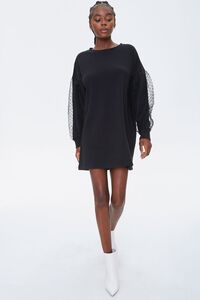 BLACK Clip-Dot Balloon-Sleeve Sweatshirt Dress, image 4