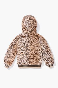 BROWN/MULTI Girls Plush Leopard Hoodie (Kids), image 3