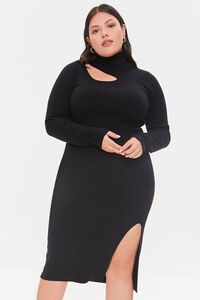 BLACK Plus Size Cutout Sweater Dress, image 4