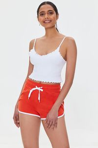 POMPEIAN RED /WHITE French Terry Ringer Shorts, image 1