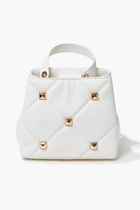 WHITE Studded Quilted Satchel, image 1