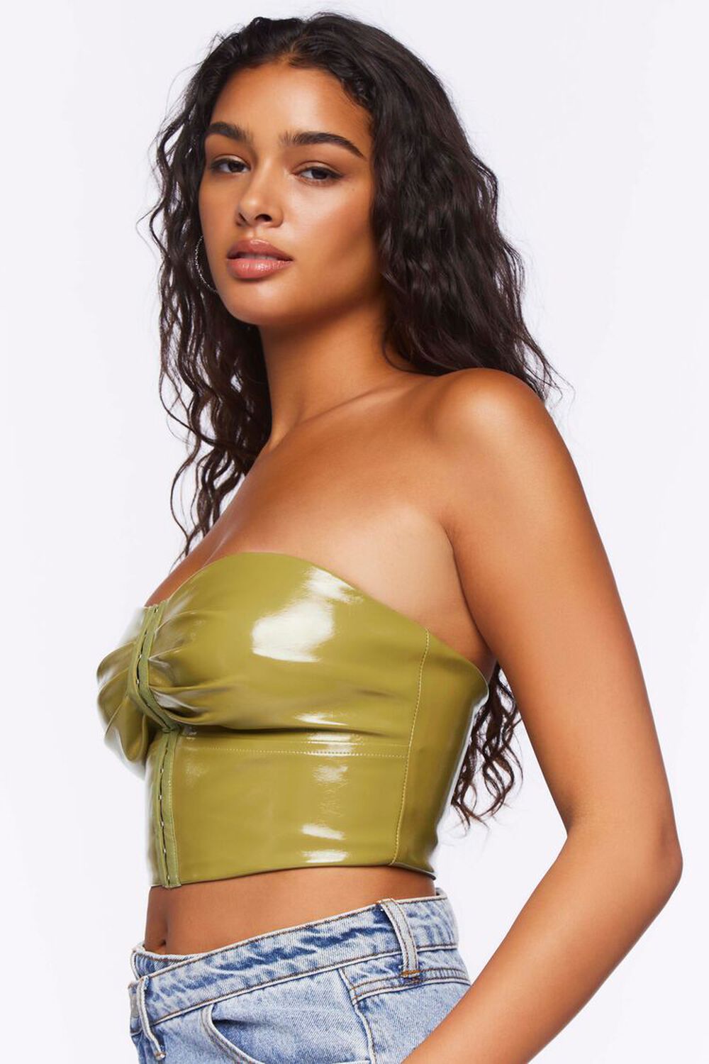 AVOCADO Faux Patent Leather Corset Top, image 2