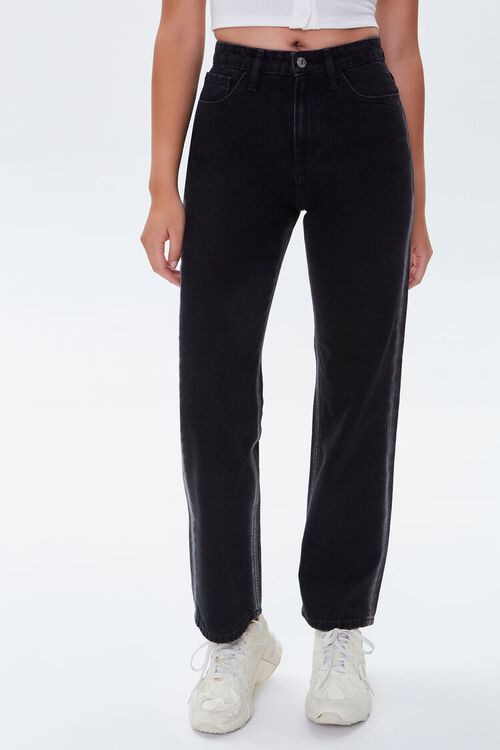 BLACK Side-Striped Straight Jeans, image 2
