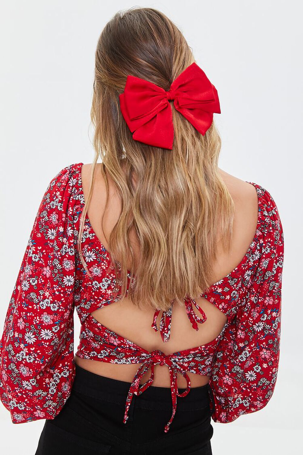 RED Oversized Hair Bow, image 1