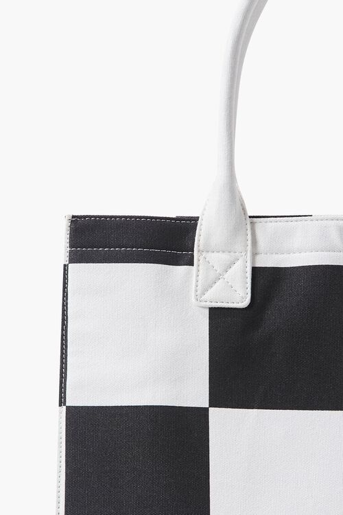 BLACK/WHITE Checkered Pattern Tote Bag, image 2