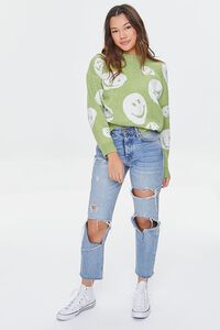 LIGHT GREEN/WHITE Happy Face Graphic Sweater, image 4