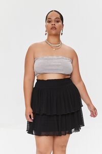 BLACK Plus Size Tiered Flounce Mini Skirt, image 6