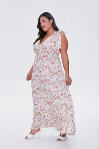 CREAM/MULTI Plus Size Floral Print Midi Dress, image 1