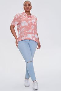 SALMON/MULTI Plus Size Bleached Pocket Shirt, image 4