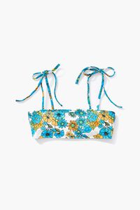 BLUE/MULTI Floral Tie-Strap Bikini Top, image 5