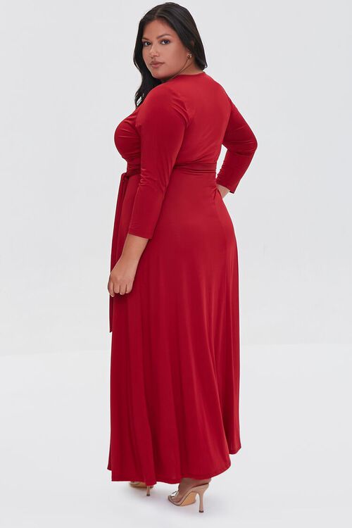 RED Plus Size Belted Maxi Dress, image 3