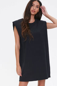 BLACK T-Shirt Shoulder Pad Dress, image 5