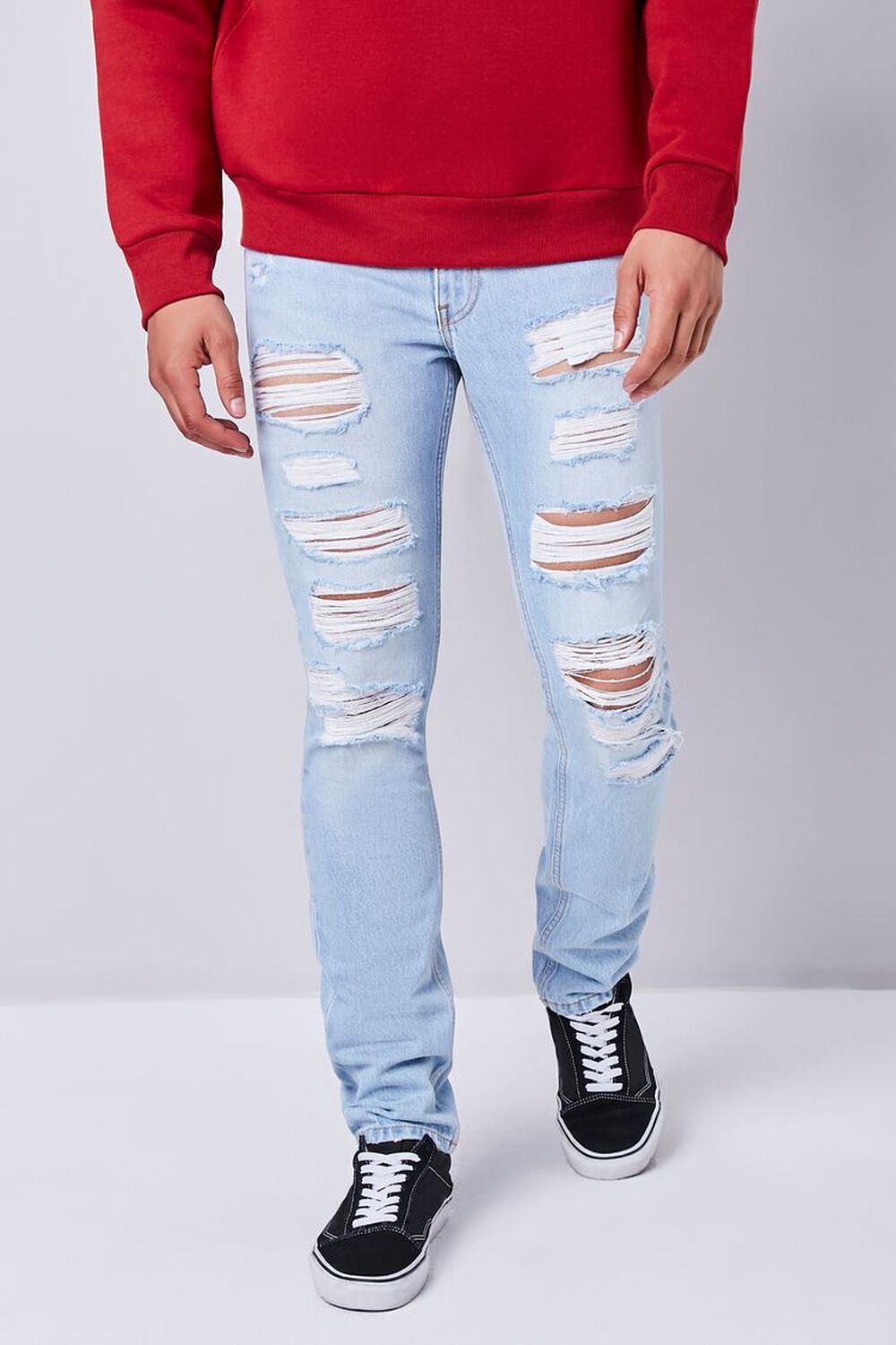 LIGHT DENIM Premium Distressed Slim-Fit Jeans, image 2