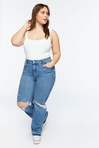 LIGHT DENIM Plus Size Recycled Cotton Distressed Mid-Rise Jeans, image 5