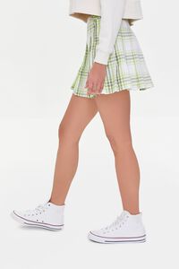 LIME/MULTI Pleated Plaid Mini Skirt, image 3