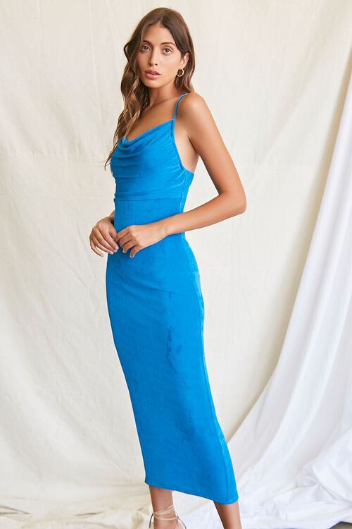 BLUE Cowl Neck Cami Midi Dress, image 1