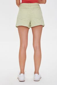 LIGHT GREEN Pleated Denim Shorts, image 4