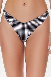 BLACK/WHITE Gingham High-Leg Bikini Bottoms, image 2