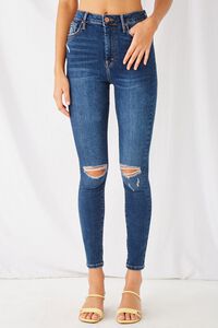 DARK DENIM Super Skinny Distressed Jeans, image 2