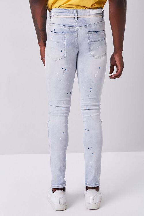 LIGHT BLUE Paint-Splatter Distressed Slim-Fit Jeans, image 4