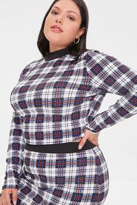 BLACK/WHITE Plus Size Plaid Top & Mini Skirt Set, image 5