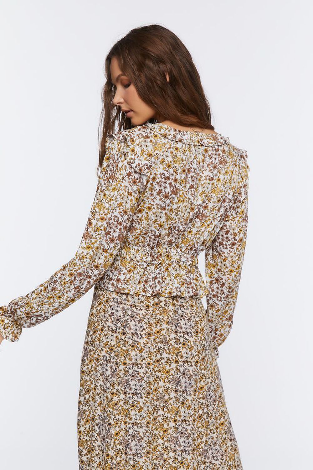 YELLOW/MULTI Tie-Front Floral Print Top, image 3