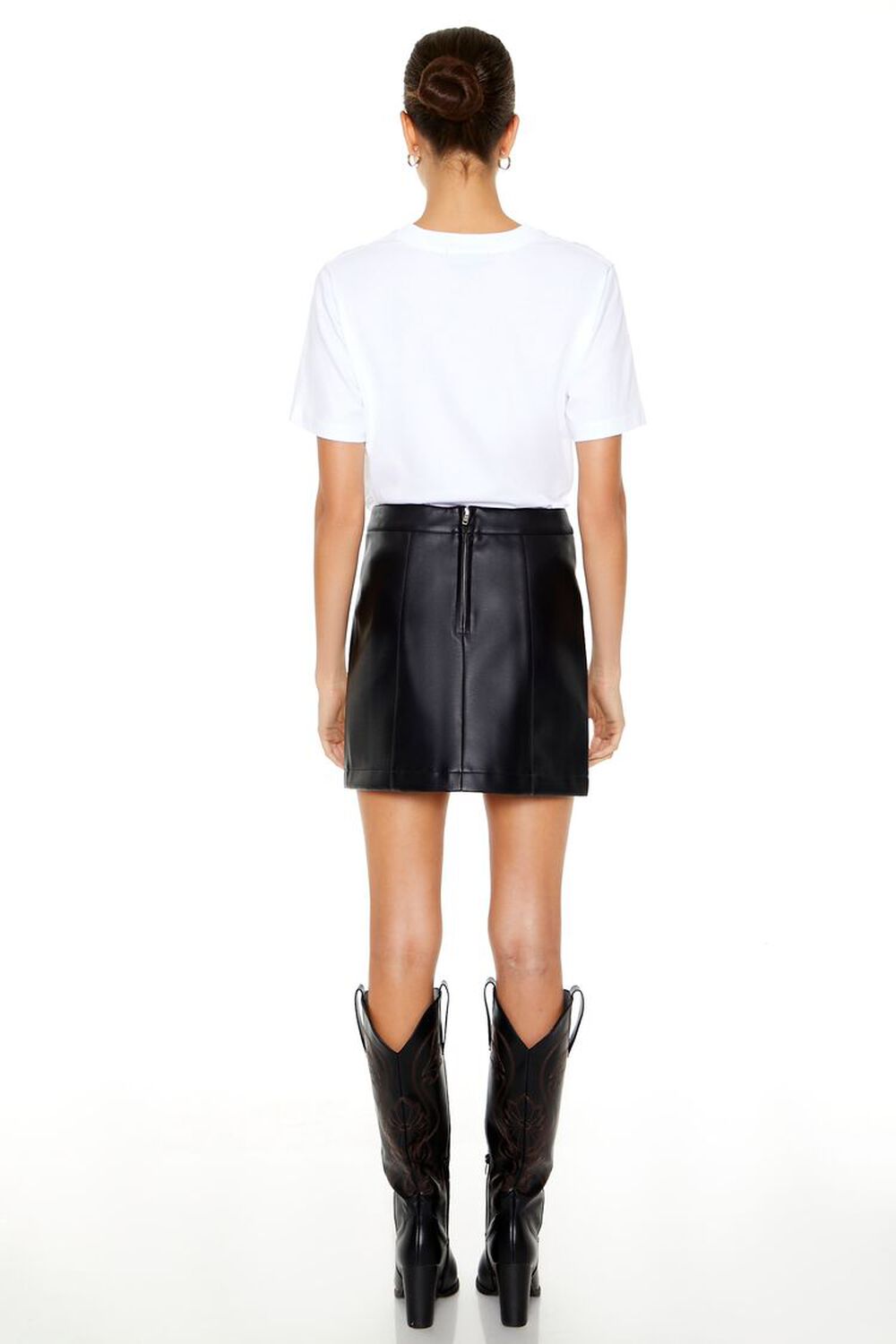 JET BLACK Faux Leather High-Rise Mini Skirt, image 3