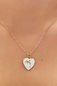 GOLD/MULTI Dolphin Heart Pendant Necklace, image 2
