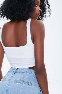 IVORY Ribbed Knit Crop Top, image 3