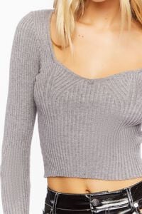 STEEPLE GREY Marled Sweetheart Sweater-Knit Crop Top, image 5