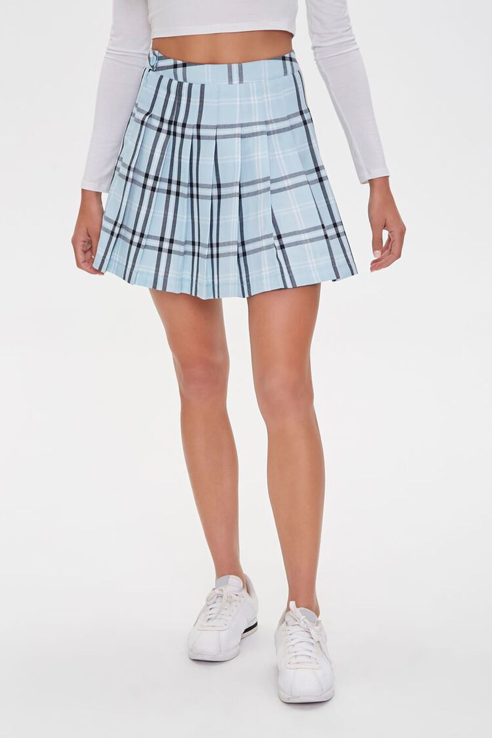 LIGHT BLUE/MULTI Pleated Plaid Mini Skirt, image 2