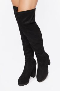 BLACK Faux Suede Over-The-Knee Boots, image 1