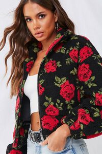 Rose Floral Faux Shearling Jacket