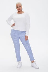 BLUE/WHITE Plus Size Gingham Skinny Pants, image 1