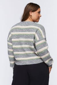HEATHER GREY/MULTI Plus Size Striped Cardigan Sweater, image 3