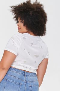 WHITE/MULTI Plus Size Astrology Crop Top, image 3