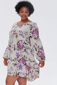SAGE Plus Size Floral Crochet-Trim Dress, image 1
