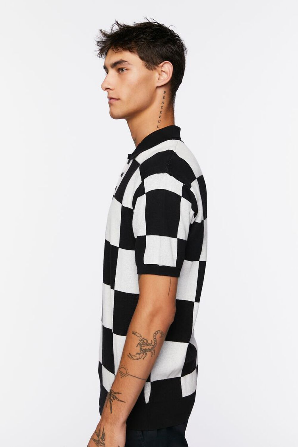 BLACK/WHITE Checkered Polo Shirt, image 2