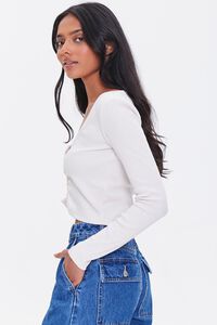 IVORY Ruched Button-Up Top, image 2