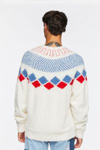 CREAM/MULTI Fuzzy Knit Geo Pattern Sweater, image 4