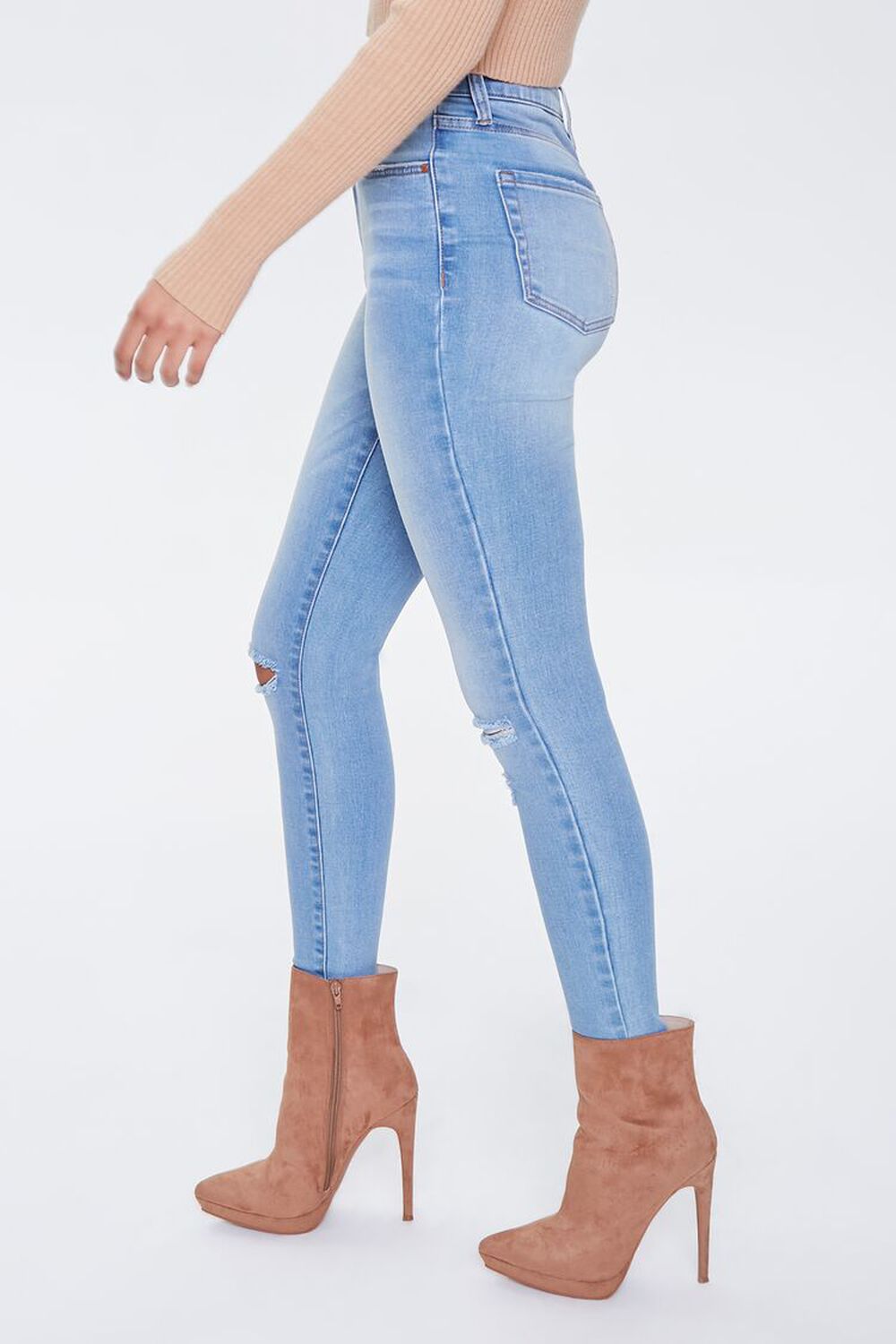 MEDIUM DENIM Distressed High-Rise Jeans, image 2