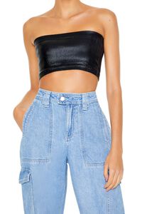 BLACK Seamless Cropped Tube Top, image 5