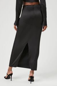 BLACK Satin Split-Hem Maxi Skirt, image 4