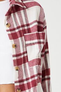 CREAM/MULTI Plaid Flannel Curved-Hem Shirt, image 5