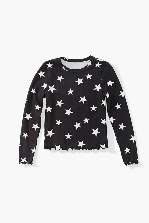 BLACK/MULTI Girls Star Print Long Sleeve Top (Kids), image 1