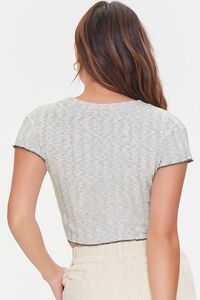 HEATHER GREY Ribbed Button-Front Crop Top, image 3