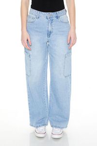 MEDIUM DENIM Baggy High-Rise Cargo Jeans, image 4