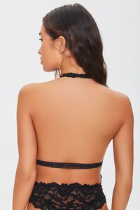 BLACK Sheer Lace Halter Bodysuit, image 3