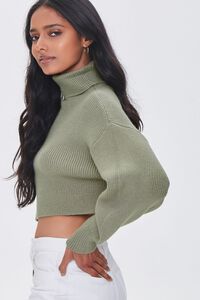 LIGHT OLIVE Turtleneck Cropped Sweater, image 2